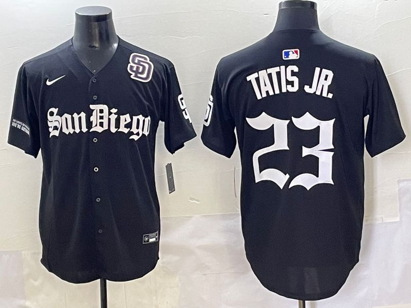 Men 2025 San Diego Padres #23 Tatis jr Black Five generations Joint Name Nike MLB Jersey style 16